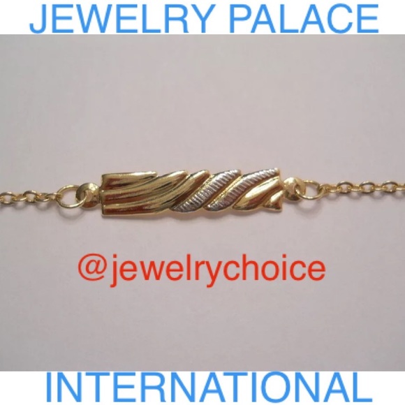 🆕14K Gold Filled Children Curb Link Designed ID Style 2 Tone Bracelet. - Picture 3 of 11